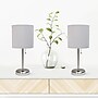 Creekwood Home Oslo Duo 19.5" LED Table Lamp with USB Port, Brushed Steel/Gray Shade, 2/Set (CWT-2012-GY-2PK)~#|#~61A0A17E-D50E-4DE7-9240CD744304EA55_sc7