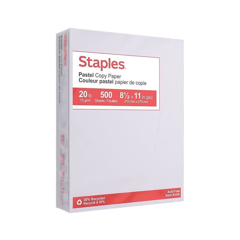 Staples Pastel 30% Recycled Color Copy Paper, 20 lbs., 8.5" x 11", Gray, 500/Ream (14785) image 1