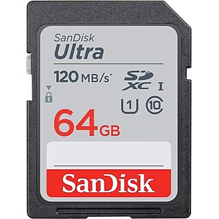 SANDISK 64GB Ultra SDXC UHS-I Memory Card, 120MB/s, C10, U1, Full