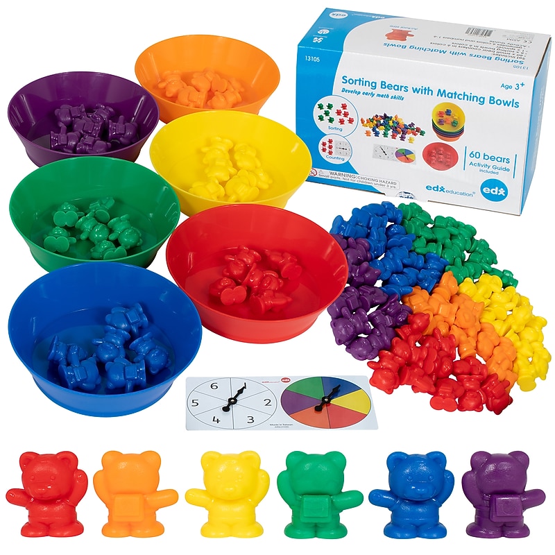 Edx Education Counting Bears with Matching Bowls, Multicolored, 67/Set (CTU13105) image 1