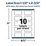 Avery Laser/Inkjet Rectangle Multipurpose Labels, 1.5" x 2.75", White, 2500 Labels/Box (94230)~#|#~61C975F5-8A32-4980-B5895F134A9A8E7E_sc7