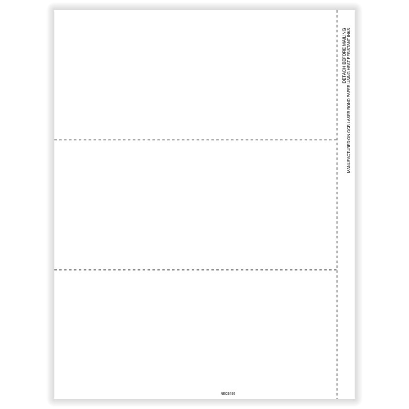 ComplyRight 2024 1099-NEC Tax Form, 1-Part, 3-Up, Copy B, 100/Pack (NEC5159) image 1