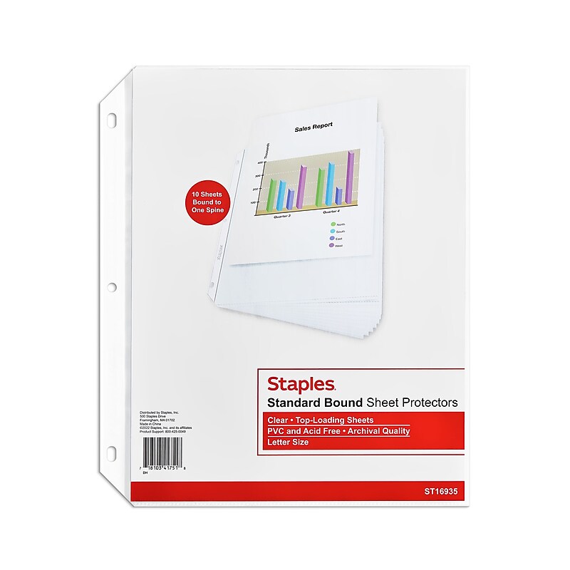 Staples Standard Weight Sheet Protector, 8.5" x 11", Clear (16935) image 1