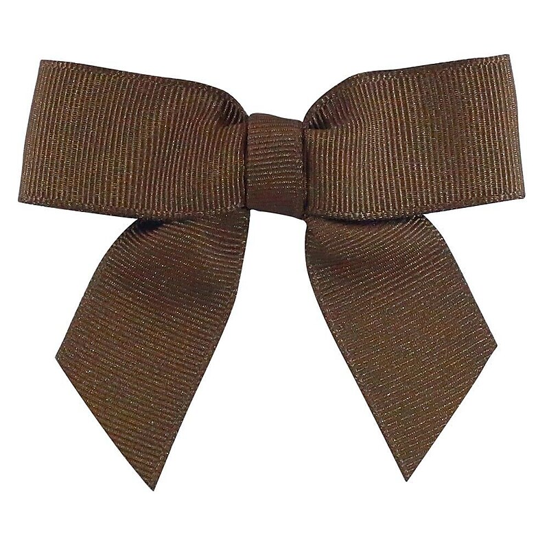 JAM Paper Ribbon Bows, Brown Grosgrain Texture, 100/Pack (52640349303) image 1