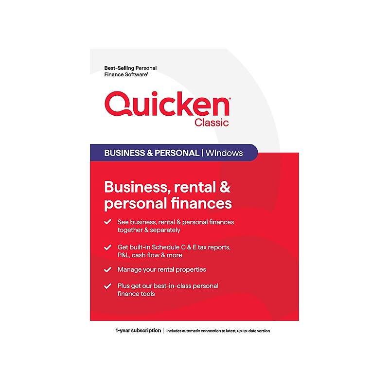 Quicken Classic Business & Personal for 1 User, Windows/Android/iOS, Product Key Card (170455) image 1