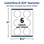 Avery Laser/Inkjet Circle Multipurpose Labels, 2.75"  Dia, Glossy White, 600/Box (94512)~#|#~61DF78D4-8BB9-4F22-B2689929E230A14E_sc7