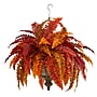 Nearly Natural 28" Autumn Boston Fern Artificial Plant in Hanging Metal Bowl (8617)~#|#~61EB4F78-18C7-4216-8B97A6C2BCD7311A_sc7