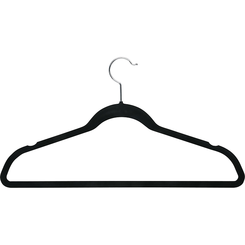 Honey-Can-Do Metal Slim-Profile Nonslip Velvet Hanger, Black, 20/Pack (HNG-09809) image 1