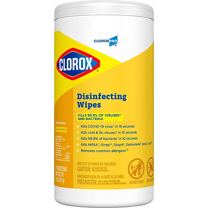 CloroxPro Disinfecting Wipes, Lemon Fresh, 75 Wipes/Container
