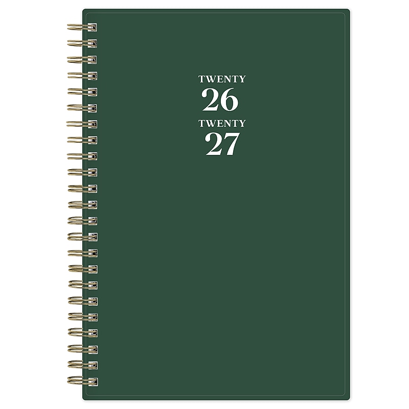 2026-2027 Blue Sky 5" x 8" Academic Year Weekly & Monthly Planner, Plastic Cover, Deep Forest (161656) image 1