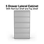 Staples 5-Drawer Lateral File Cabinet, Letter/Legal Size, Lockable, 67.63"H x 36"W x 18.63"D, Light Gray (60918/17640)~#|#~61F6EBB7-FD26-4817-941B086E8D71C7FF_sc7