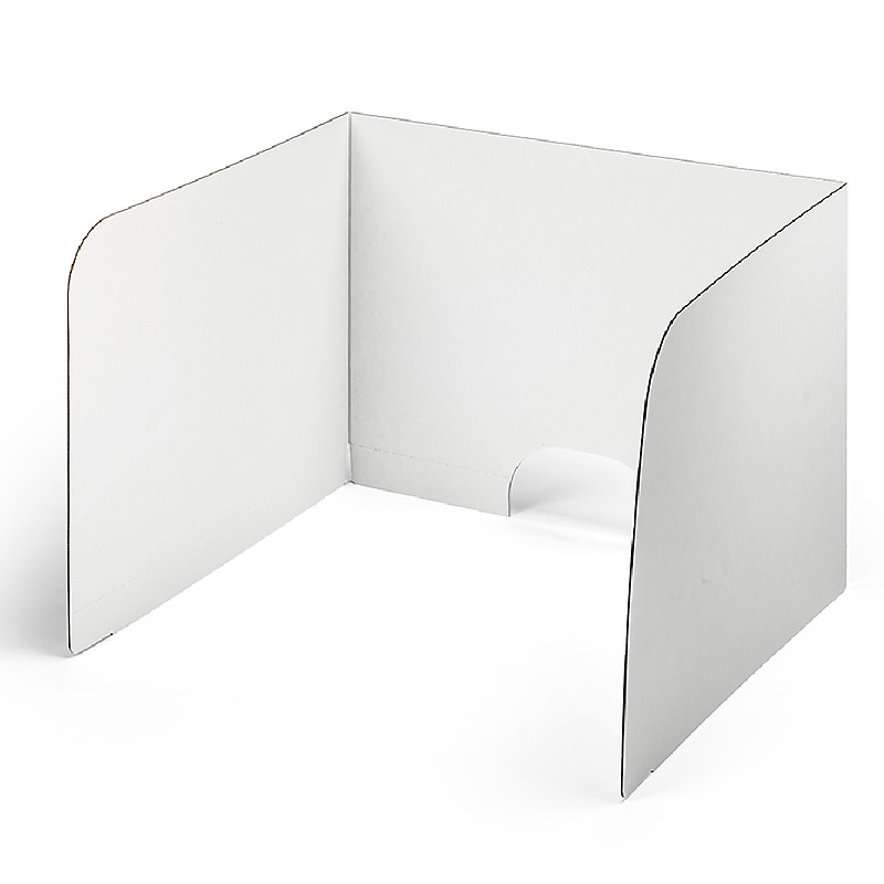 Classroom Products Foldable Cardboard Freestanding Privacy Shield, 19"H x 26"W, White, 10/Box (1910 WH) image 1