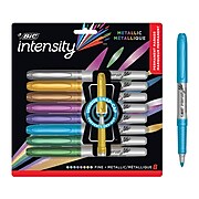 BIC Intensity Metallic Permanent Markers, Fine Tip, Assorted, 8/Pack (GMPMP81-AST)