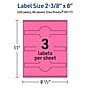 Avery Cigar Laser/Inkjet Multipurpose Labels, 2-3/8" x 8", Bright Pink (240/Box)~#|#~621519F1-5B5C-43FE-BA3FE12AF1228497_sc7