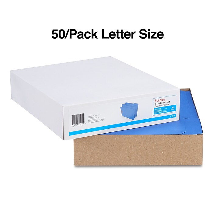 Staples® Reinforced Classification Folder, 3/4