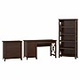 Bush Furniture Key West 54"W Computer Desk with Storage, 2 Drawer Lateral File Cabinet, 5 Shelf Bookcase, Bing Cherry (KWS009BC)~#|#~621FDBC7-8309-497C-8CFEC651743D6368_sc7