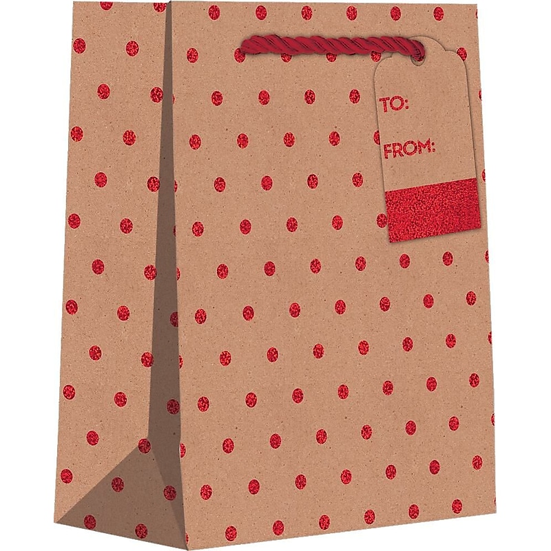 JAM Paper Red Dots on Kraft Medium Gift Bags, 120/pack (526BXMT6501) image 1