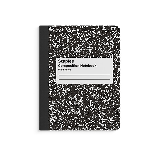Staples Composition Notebook, 7.5 x 9.75, Wide Ruled, 100 Sheets, Black (ST55076)