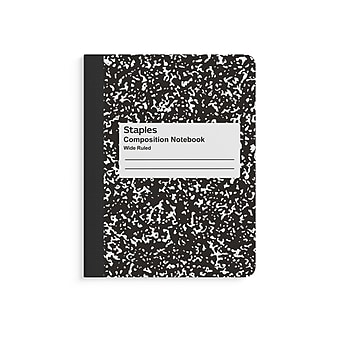 Staples® Composition Notebook, 7.5" x 9.75", Wide Ruled, 100 Sheets, Black (ST55076)