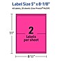 Avery Rectangle Laser/Inkjet Multipurpose Labels, 5" x 8-1/8", Neon Magenta (40/Pack)~#|#~62220DC0-594D-41EE-890E28D378EBE8B9_sc7