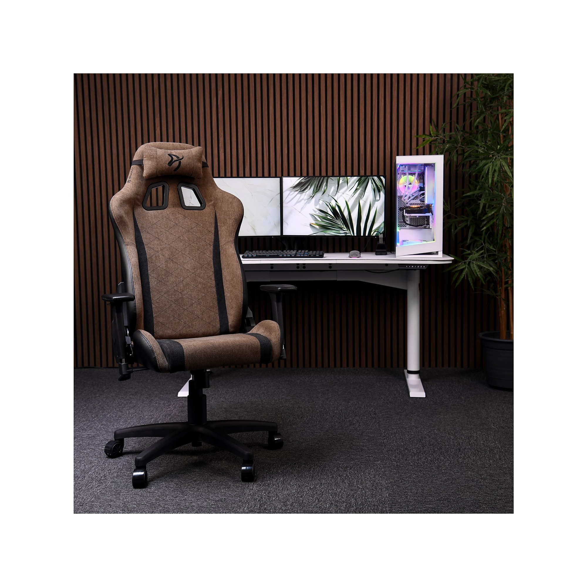 Arozzi Avanti Soft Fabric Ergonomic Racing Gaming Chair, Brown (AVANTI-SFB-BWN) Sansujyuku sansujyuku.com