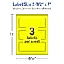 Avery Rectangle Laser/Inkjet Multipurpose Labels, 2.5" x 7", Neon Yellow (60/Pack)~#|#~62255BB3-7CD5-406C-B8603904F9300CE2_sc7