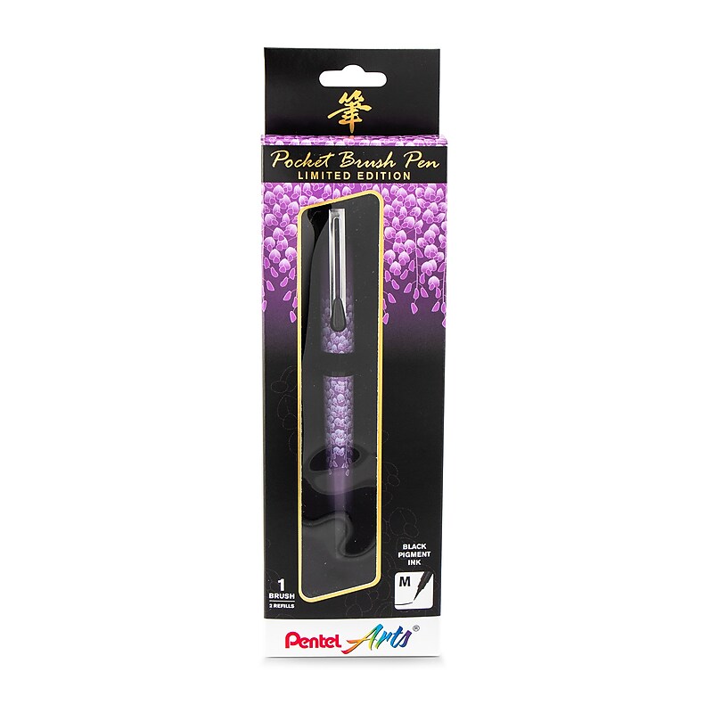 Pentel Arts Limited Edition Refillable Pocket Brush Pen, Wisteria Wrap (PTAGFKP3J1BPA) image 1