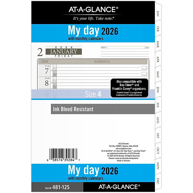 2026 AT-A-GLANCE Seascapes 8.5" x 5.5" Daily & Monthly Refill Pages, White/Brown (481-125-26) image 1