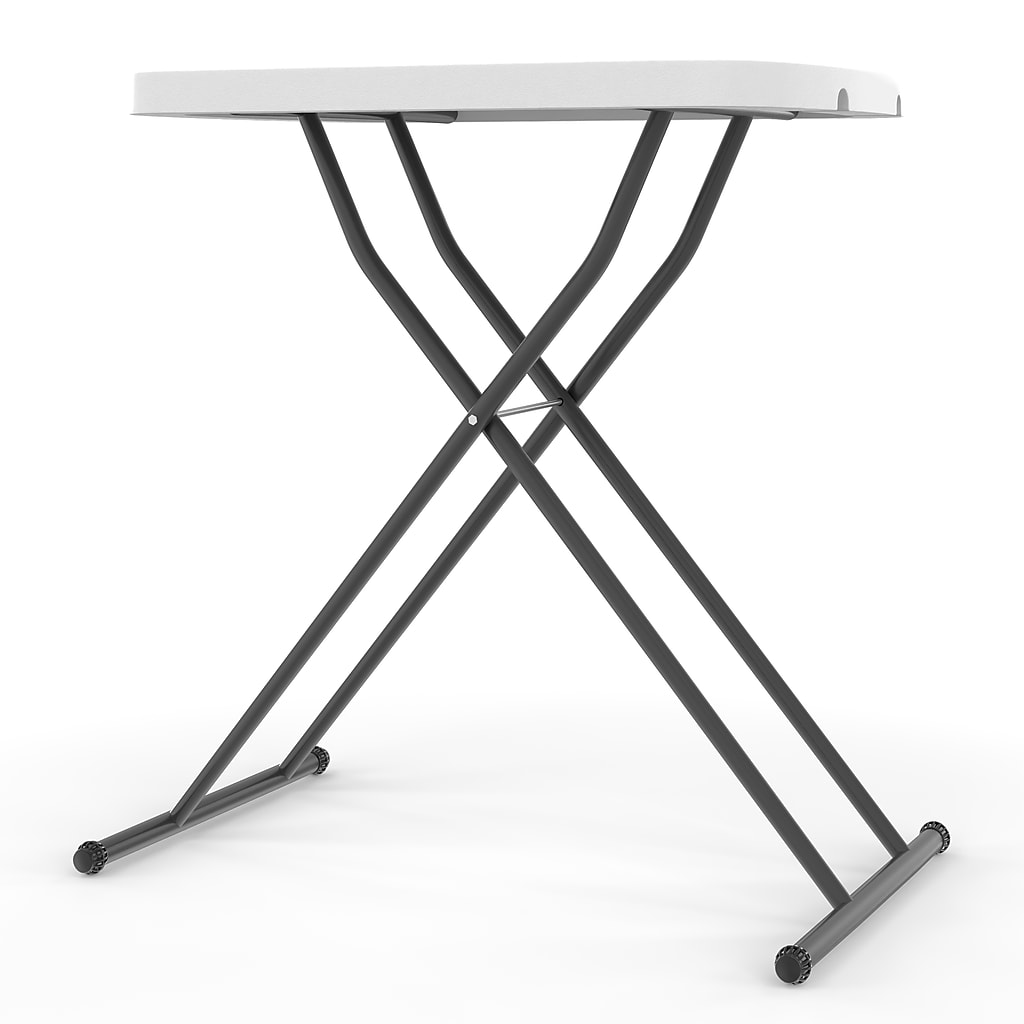 Rear/side view of folding table with X-frame legs