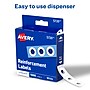 Avery Self-Adhesive Plastic Reinforcement Labels in Dispenser, 1/4" Diameter, Matte White, 1000/Pack (5720)~#|#~622EAF0B-B6B3-44C0-BC874776530C8910_sc7