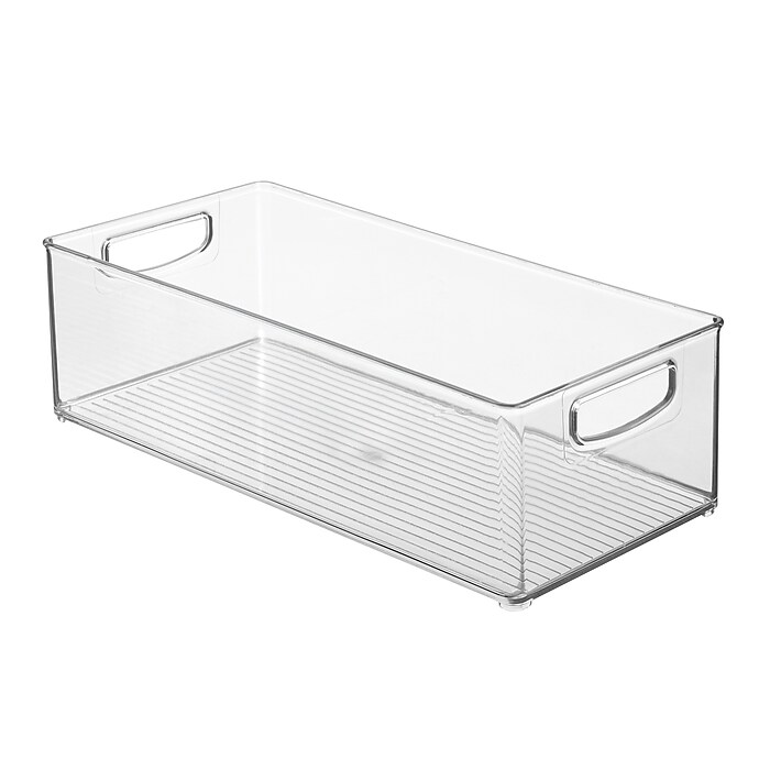 iDESIGN Large Stackable Plastic Storage Bin with Handles, Clear
