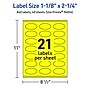 Avery Oval Laser/Inkjet Multipurpose Labels, 1-1/8" x 2-1/4", Neon Yellow (840/Box)~#|#~6245DF0F-C56B-42EE-B9FAF3D9B7F14487_sc7