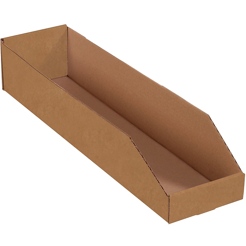 Partners Brand Medium Folding Corrugated Storage Bin, 4.5" x 6"x 24", Brown, 50/Bundle (BINMT624K) image 1