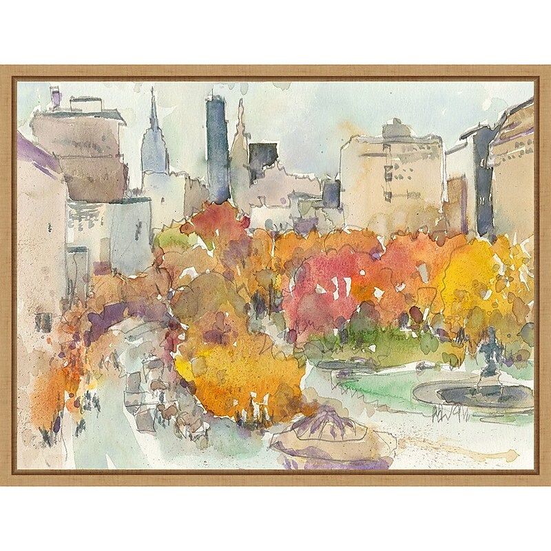 Amanti Art Autumn in New York - Study III by Samuel Dixon Framed Canvas Wall Art Print, 24" x 18" (A42675322611) image 1