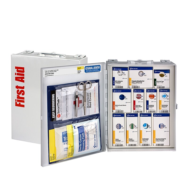 SmartCompliance Metal First Aid Cabinet without Medication, 25 People, 112 Pieces (1050-FAE-0103) image 1