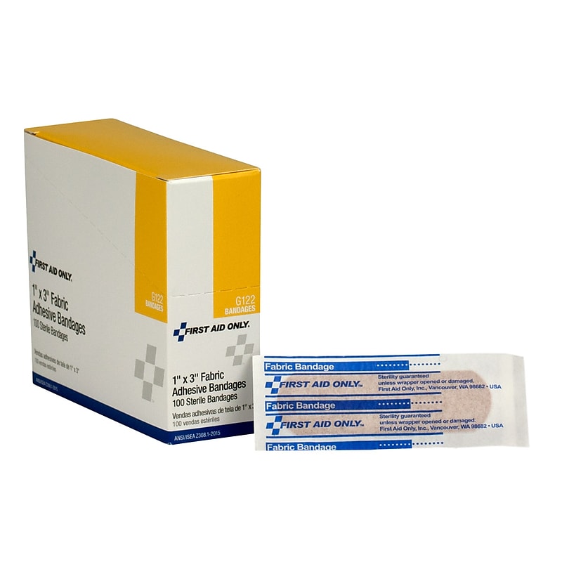 First Aid Only 1" x 3" Fabric Adhesive Bandages, 100/Box (FAOG122) image 1
