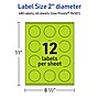 Avery Laser/Inkjet Multipurpose Circle Labels, 2" Dia., Bright Green, 480/Pack (94501)~#|#~625BFA5D-8F88-40BB-BBC8F217ADDA806D_sc7
