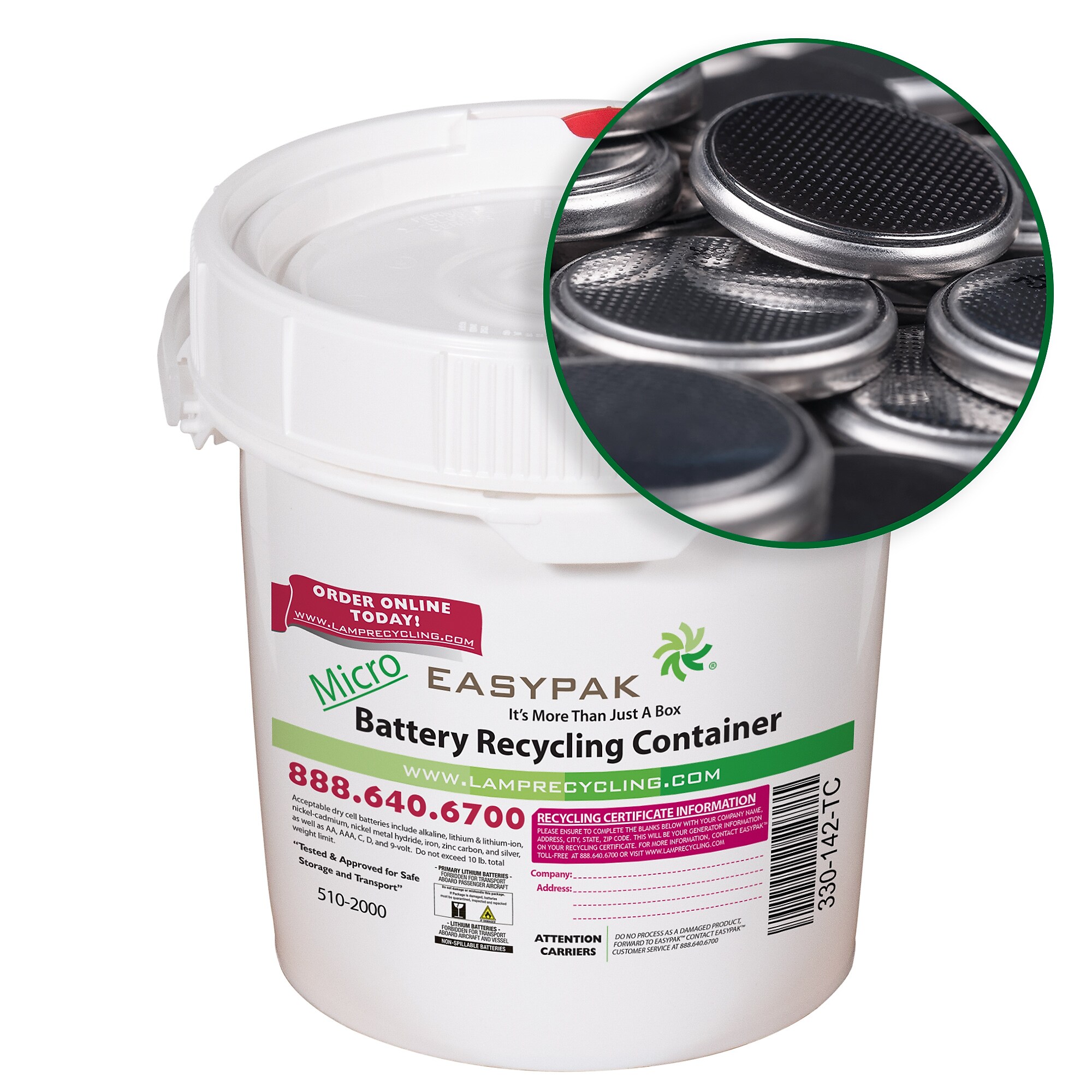 Terracycle Regulated Waste Plastic EasyPak Micro Battery Recycling Container, 0.6 Gallon, White (510-2000) Sansujyuku sansujyuku.com