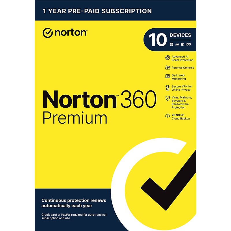 Norton 360 Premium Norton Antivirus Software for 10 Devices with Auto-Renewal (21462297) image 1