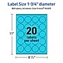 Avery Laser/Inkjet Multipurpose Circle Labels, 1.75" Dia., Bright Blue, 800/Pack (94509)~#|#~62713DA2-74E2-4EEB-8327695FC1027524_sc7