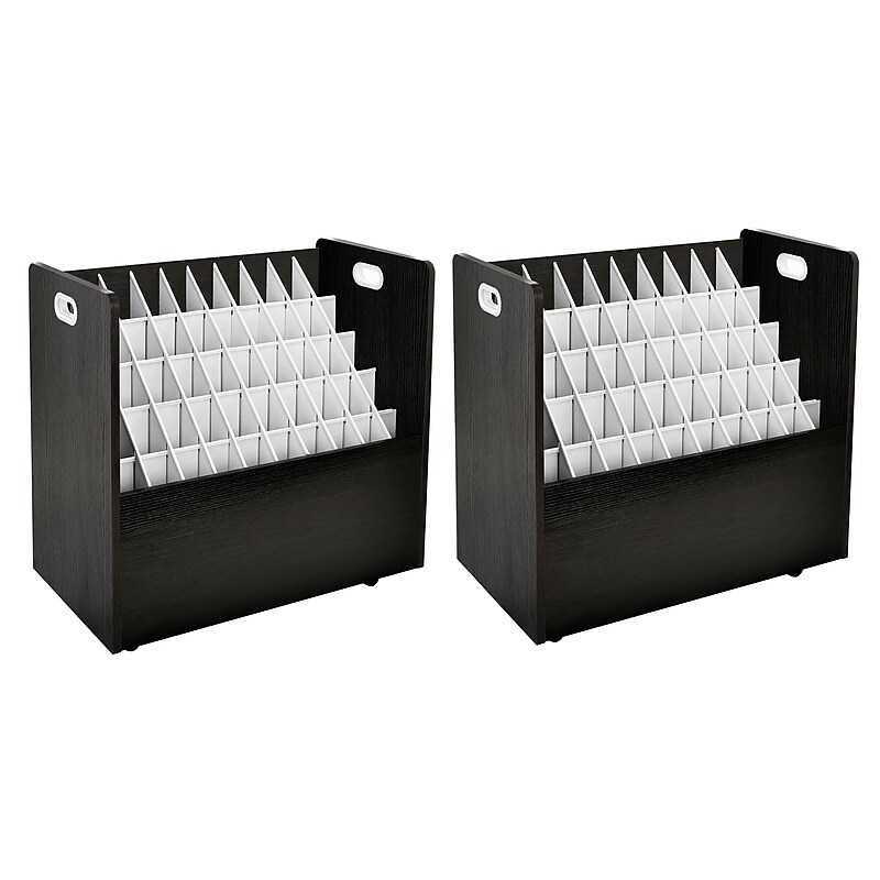 AdirOffice 50-Slot Mobile Roll File, 28.5"H x 30"W x 15.75"D, Black (626-BLK-2PK) image 1