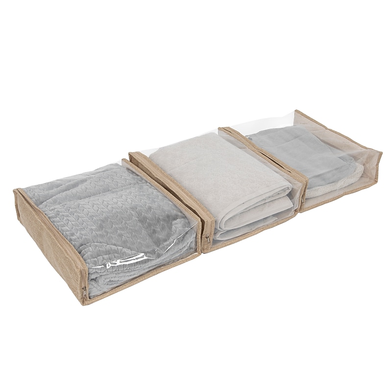 Household Essentials Under Bed Storage Bags, Beige, 3/Set (HE1045) image 1