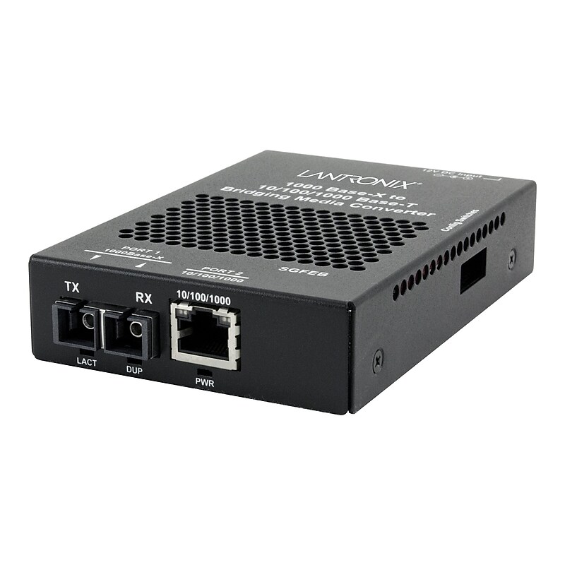 Lantronix SGFEB Gigabit Ethernet Single-mode Media Converter Transceiver, 1000 Mbps (SGFEB1014 130 BR) image 1
