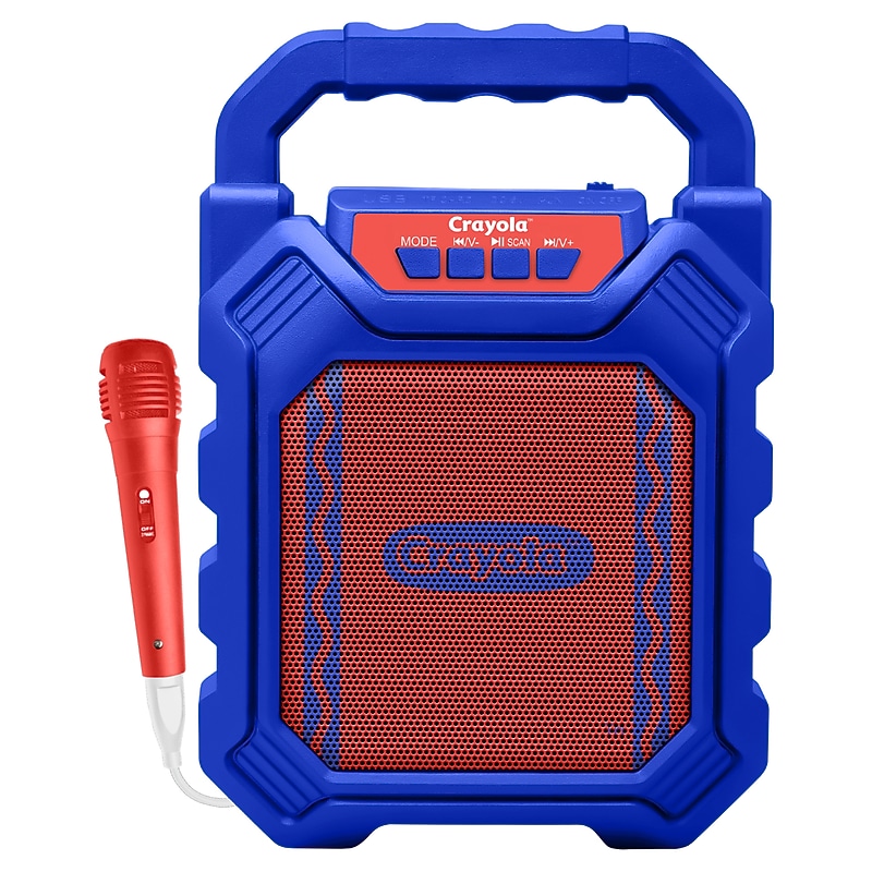 Crayola Portable Bluetooth Karaoke Speaker with FM Radio and Microphone, Blue & Red (CBX210M) image 1