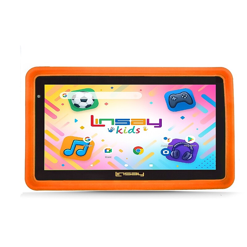 Linsay 7" Octa Core Tablet, WiFi, 128GB SSD, Android 15, Bundled with Kids Orange Defender Case (F7UXD128Bundled with KidsORA) image 1