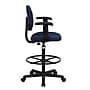Flash Furniture Ergonomic Fabric Drafting Stool, Adjustable Arms, Navy Blue (BT659NVYARMS)~#|#~628997A5-093E-4C36-B458024FC003215A_sc7