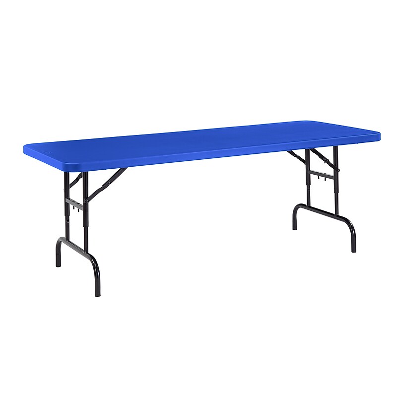 NPS BTA Series 30" x 72" Heavy Duty Height Adjustable Plastic Folding Table, Blue (BTA-3072-04) image 1