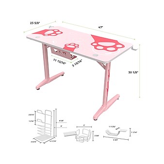Eureka Ergonomic 47"W Computer Desk, Pink (GD0100-PK)