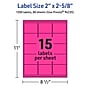 Avery Laser/Inkjet Rectangle Multipurpose Labels, 2" x 2-5/8", Neon Magenta, 1200/Box (94235)~#|#~62B14D7B-601D-4077-867DAEA79AE6626A_sc7