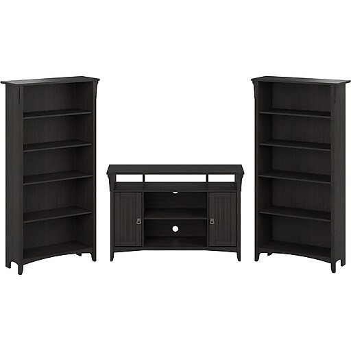 Bush Furniture Salinas Tall TV Stand with 5Shelf Bookcases, Screens up to 55", Vintage Black